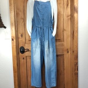 Belinda Chambray Cropped Bib Overalls